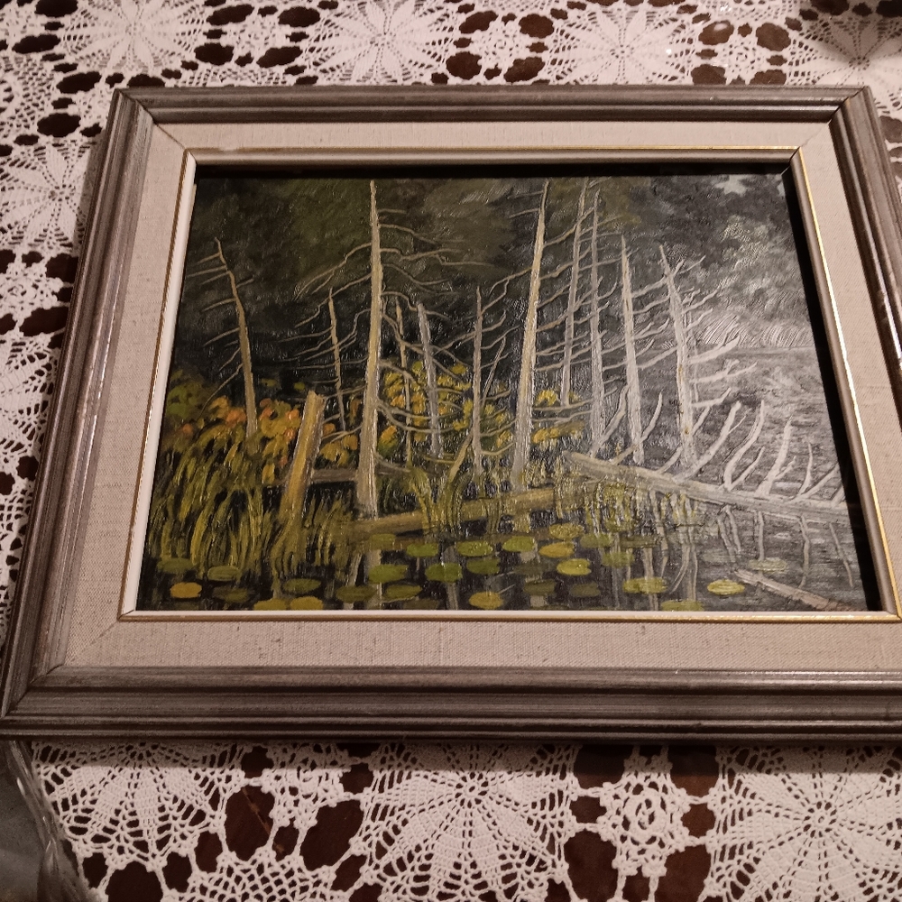 Framed Forest Landscape Art in Green